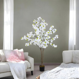 Thehotsale 165Cm Artificial White Cherry Blossom Tree In Pot For Indoor Decoration - thumbnail 1