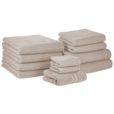 Beliani Set Of 11 Towels Areora Cotton Beige - image 1