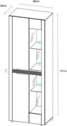 Furneo White 2-Door Display Cabinet Cupboard Matt & High Gloss Milano 08 White Led Lights - thumbnail 3