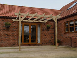 Arbor Garden Solutions Lean To Wooden Garden Pergola Kit - Orchid Design Wall Mounted Gazebo, 3M X 4.2M (Natural Finish) - thumbnail 7