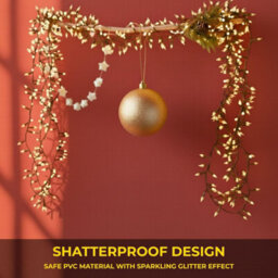Shatchi 20Cm Champange Glitter Christmas Bauble - Christmas Tree & Home Décor Ornament - thumbnail 5