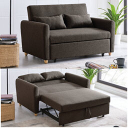 Bravich Dahlia Dark Brown 2 Seater Pull Out Sofa Bed Convertible Sleeper Sofa