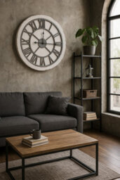 Aspect Furniture Vintage Manufacturer Wood & Iron Wall Clock (Distressed White, 60 Dia Cm) - thumbnail 2