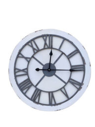Aspect Furniture Vintage Manufacturer Wood & Iron Wall Clock (Distressed White, 60 Dia Cm) - thumbnail 3