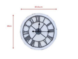 Aspect Furniture Vintage Manufacturer Wood & Iron Wall Clock (Distressed White, 60 Dia Cm) - thumbnail 4