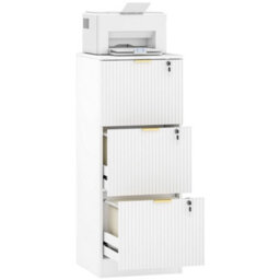 Homcom Filing Cabinet, File Cabinet With 3 Lockable Drawers And Hanging Rails - thumbnail 2