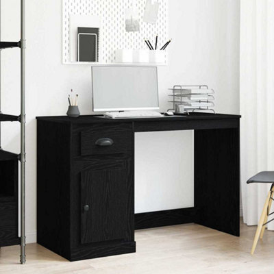 Berkfield Desk With Storage Black Oak 50X115X75 Cm Engineered Wood - image 1