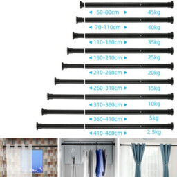 210-260Cm Telescopic Net Voile Tension Curtain Rail Pole Rod Rods Extendable Spring Loaded - thumbnail 2