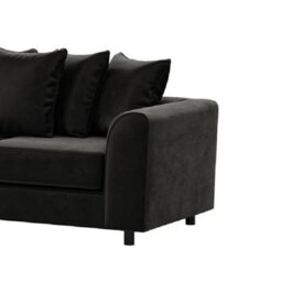 Furnishings For Less UK Brooklyn Plush Velvet Fabric 3 Seater Sofa Foam Black - thumbnail 3