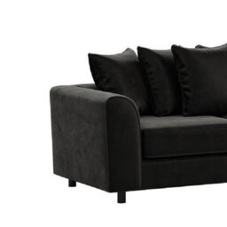 Furnishings For Less UK Brooklyn Plush Velvet Fabric 3 Seater Sofa Foam Black - thumbnail 2