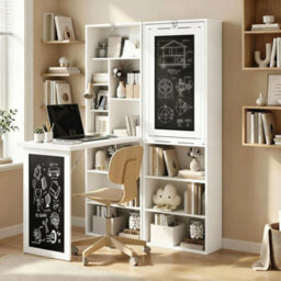 Convertible Desk With Blackboard Multi-Function Computer Office Workstation - thumbnail 5
