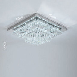 Living And Home 2 Tier Square Modern Crystal Led Flush Mount Ceiling Light Fixture Chandelier In White Light 60Cm - thumbnail 5