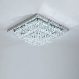 Living And Home 2 Tier Square Modern Crystal Led Flush Mount Ceiling Light Fixture Chandelier In White Light 60Cm - thumbnail 4