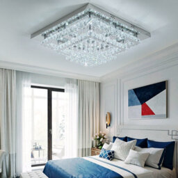 Living And Home 2 Tier Square Modern Crystal Led Flush Mount Ceiling Light Fixture Chandelier In White Light 60Cm - thumbnail 3