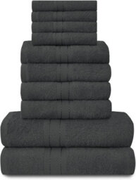 Gaveno Cavailia 10 Piece Toronto Towel Bale Set Charcoal Premier Super Soft And Quick Obsorbent Bath Towel