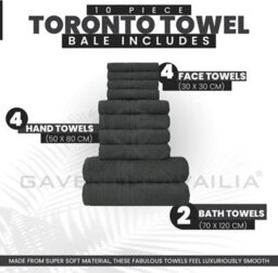 Gaveno Cavailia 10 Piece Toronto Towel Bale Set Charcoal Premier Super Soft And Quick Obsorbent Bath Towel - thumbnail 2