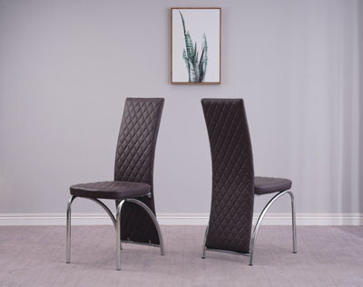 Modernique Irine Brown Faux Leather Dining Chairs Set Of 4, High Back Chairs With Chrome Frame In Brown - image 1