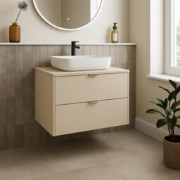 Impact Furniture Bathroom Vanity With Sink 600mm Countertop Unit Wall Cabinet Beige Worktop Floating Drawer Storage Dalia