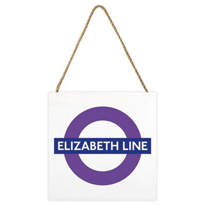 Transport For London Elizabeth Line Wooden Block White/purple/blue (2.7Cm X 20Cm X 20Cm) - image 1