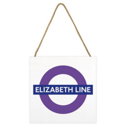 Transport For London Elizabeth Line Wooden Block White/purple/blue (2.7Cm X 20Cm X 20Cm) - thumbnail 1