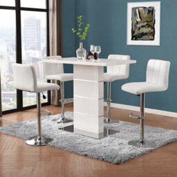 Furniture in Fashion Parini White Gloss Bar Table With 4 Coco White Stools - thumbnail 1