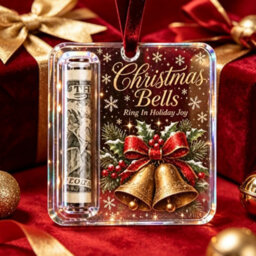 Amorly 3 Pack Christmas Acrylic Cash Holder Ornament Money Holder Hanging Decoration For Christmas Tree Gift - thumbnail 3