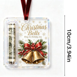 Amorly 3 Pack Christmas Acrylic Cash Holder Ornament Money Holder Hanging Decoration For Christmas Tree Gift - thumbnail 2