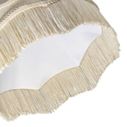 Happy Homewares White Sleek Satin Victorian Lamp Shade With Floral Leaf Decor And White Tassels - thumbnail 5
