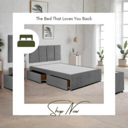 Grey Plush Fabric 6Ft Super King Bed Frame With 20 Inch Vertical Line Headboard And 2 Drawers - thumbnail 4