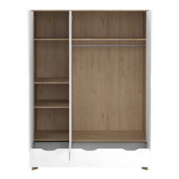 Wyld Haus Lira Jackson 3-Door Wardrobe With Mirror, Hickory Oak And White, 2 Drawers - thumbnail 8