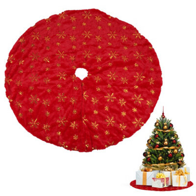 Neel Blue 1M Christmas Large Red And Gold Snowflake Tree Skirt - image 1