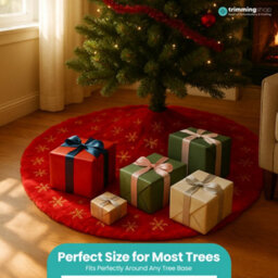 Neel Blue 1M Christmas Large Red And Gold Snowflake Tree Skirt - thumbnail 5
