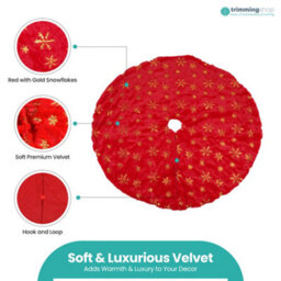 Neel Blue 1M Christmas Large Red And Gold Snowflake Tree Skirt - thumbnail 3