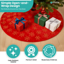 Neel Blue 1M Christmas Large Red And Gold Snowflake Tree Skirt - thumbnail 4