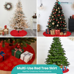 Neel Blue 1M Christmas Large Red And Gold Snowflake Tree Skirt - thumbnail 9