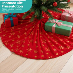 Neel Blue 1M Christmas Large Red And Gold Snowflake Tree Skirt - thumbnail 7