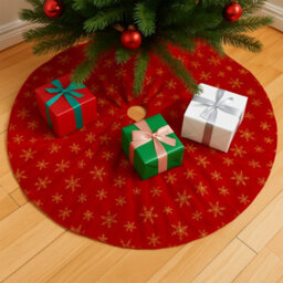 Neel Blue 1M Christmas Large Red And Gold Snowflake Tree Skirt - thumbnail 8