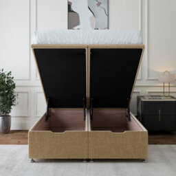 Bedmaster Natural Beige Linen Ottoman Divan Base And Button Headboard King Size - thumbnail 4
