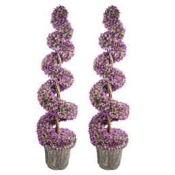 Pegdev - Pdl Pair Of 120Cm Purple Artificial Boxwood Spiral Trees - Large Realistic Topiary For Indoor/outdoor With Planters