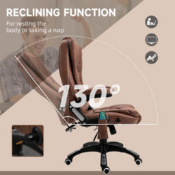 Vinsetto Office Chair W/ 6-Point Massage, Relaxing Reclining Brown - thumbnail 6