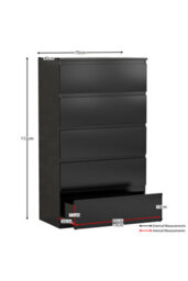Lassic Vida Designs Denver 4 Piece Bedroom Set - (2 Drawer Large Bedside Chest X2, 5 Drawer Chest, 2 Door 2 Drawer Wardrobe), Black - thumbnail 7