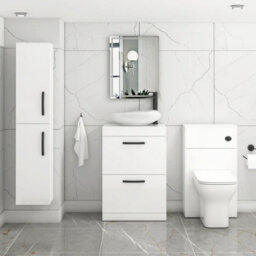 Royal Bathrooms Turin 500mm Freestanding Bathroom Vanity Unit With Sink 2 Drawer Gloss White & Nova Countertop Basin - thumbnail 3