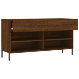 Berkfield Shoe Bench Brown Oak 102X35X55 Cm Engineered Wood - thumbnail 5