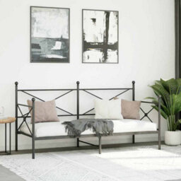Berkfield Day Bed Without Mattress Black 80X200 Cm Steel - thumbnail 3