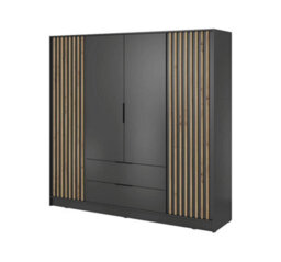 Arte Nelly Contemporary Hinged 4 Door Wardrobe Graphite 2 Drawers 8 Shelves 1 Hanging Rail Lamela Decor (H)2000mm (W)2060mm (D)510mm - thumbnail 2