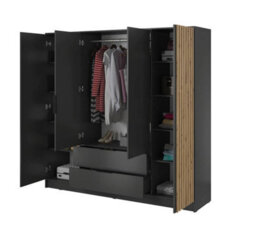 Arte Nelly Contemporary Hinged 4 Door Wardrobe Graphite 2 Drawers 8 Shelves 1 Hanging Rail Lamela Decor (H)2000mm (W)2060mm (D)510mm - thumbnail 3