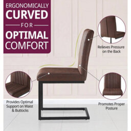 Dining Chairs, Set Of 2 Kitchen Chairs, Brown Faux Leather Upholstered Chairs - thumbnail 4