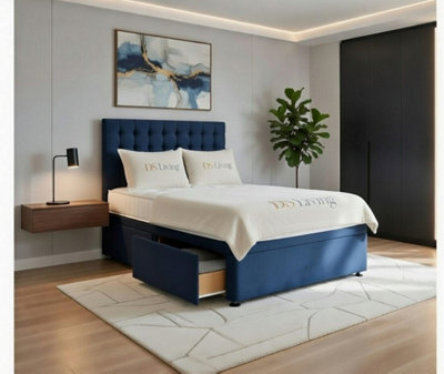 DS Living Casia Dark Blue Drawer Bed - Divan Bed Frame - image 1