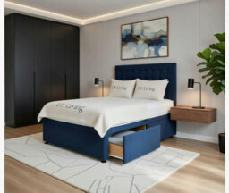 DS Living Casia Dark Blue Drawer Bed - Divan Bed Frame - thumbnail 2
