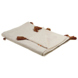 Beliani Blanket Khandwa Cotton 130 X 180 Cm Beige